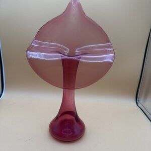 Blenko Pilgrim Cranberry Jack In The Pulpit Vase Hand Blown Art Glass 12"H USA